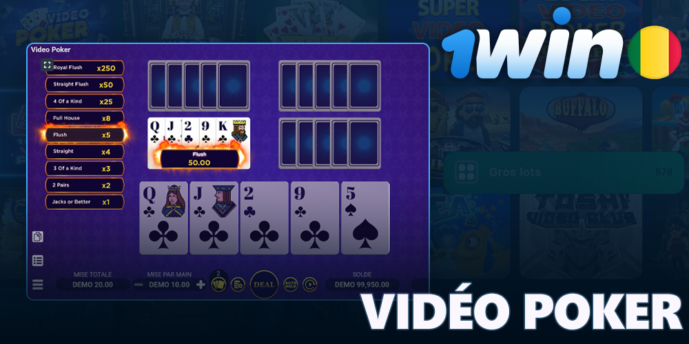 Jouez au Vidéo Poker sur le Casino en ligne 1Win