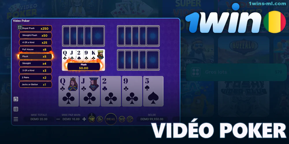 Jouez au Vidéo Poker sur le Casino en ligne 1Win