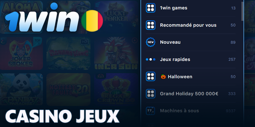 Jeux disponibles sur le casino en ligne 1Win au Mali